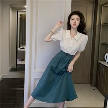 미스손 여성 반팔 블라우스 A라인 스커트 투피스 Z145