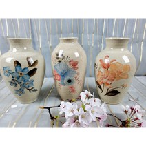 플라워 화병, 파란큰꽃화병, 오렌지꽃화병, 파란작은꽃화병