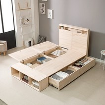 편백러브 꽃잠 LED헤드 편백나무침대/옹이없는 무절 수납형 원목침대프레임