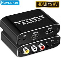 Navceker-HDMI-RCA 컨버터 호환 AV/CVSB L/R 비디오 박스 HD 1080P 1920*1080 60Hz HDMI2AV 지원 NTSC PAL 출력 HDMIToAV, AU Power Plug
