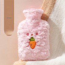 Ciliver 텐홍 겨울 PVC 충전 온수팩 500ml 천커버 캐릭터 주수온수팩 고온방폭, 1개, 로즈 벨벳-핑크