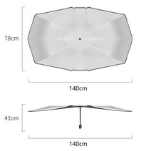 Z3JC 차량용 자외선 차단 단열 차내 접이식 파라솔, Z3JC 라지 140cm 실버 테이프 가죽 커버, 블랙