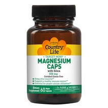 컨트리 라이프Country Life 실리카 함유 마그네슘 300mg 60캡슐, 1개, 120캡슐