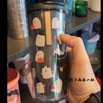 2021 스타벅스 할로윈 MD 대만 텀블러 호박 유령 고양이 머그컵 보온병 머그 인형, 스트라이프블랙고양이파우치순풍현물