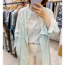 [비단소녀] 여성 로브 면 프린팅 셔츠 남방 아우터 봄 여름 (1color)