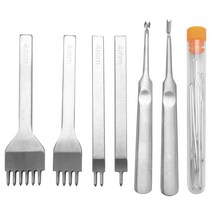 가죽 스티치 chisel 세트 스티치 펀치 스티칭 그루버 베벨러 및 바느질 바늘 가죽 공예 도구, 하나, 은