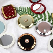 큐빅 양면 폴더 손거울 1+1-미니손거울 예쁜손거울, 01.원형 큐빅 손거울(1+1)