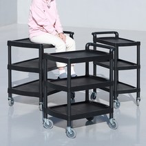 플라라 서빙카트 플라스틱 2단 3단, 3.고급형 2단 블랙(특대)