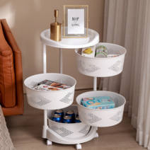 목향 이동식 원형 트롤리 정리 수납 포터블 화이트 주방 거실 선반 4단 5단