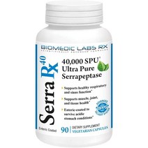 미국직구 Serra-RX 40 000 SPU Serapeptase - 단백질 분해 시스템 효소 비GMO 글루텐 프리 비건 90 채식 캡슐, 수량, 상세참조
