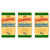 Flahavans Porridge Oats 플라하반 오가닉 포리지 점보 오트밀 1kg 3팩, 3개