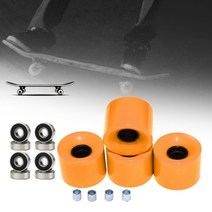 롤러 스케이트 휠 스피드 인라인 바퀴 60mm 경도 78A 전문 롱 보드 4 개 팩 베어링 스페이서 크루저 8 포함, Orange Black Cover