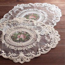 협탁 테이블 인테리어 플라워자수 레이스 러너 장식장덮개 커버 서랍장보 탁자, 아이보리