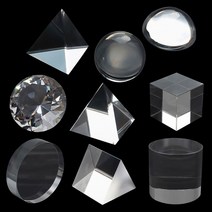 물리적 광학 프리즘 세트 9PCS 반구 실린더 큐빅 Tetrahedron 인공 다이아몬드 피라미드 굴절 무지개 과학, one set