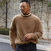 러기드하우스 : 라운드 배색 니트 하프 터틀넥