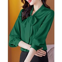 리본블라우스 왕리본블라우스 하객 봄 라인 리본 블라우스 시폰 셔츠 복장 봄과 가을 Bowknot 외국 스타일 패션 탑 아름다운 작은 셔츠-긴팔