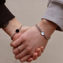 오닉스 자개 이니셜 커플팔찌