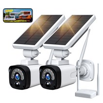 가정용CCTV 실외용 초고화질 CCTV 캠프용 태양광 발전 카메라 야외 방수 100% 가정용 무선 배터리 감시 보안 카메라 시스템 4MP, 16.영국 플러그 - 2 Cameras add 128G