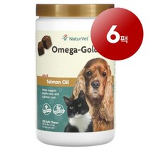 리암마켓 NaturVet 네이처벳 강아지 고양이용 면역 건강한 피부 털 관리 보충제 오메가 연어 오일 소프트츄 180개 1팩, 6팩