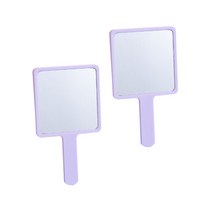 사각 휴대용 손거울 2세트 파스텔 컬러 미니 거울 뷰티 소품 심플 핸드미러, 퍼플+퍼플, 2개입