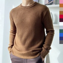 남성 일상데일리 댄디룩 댄디형 라운드니트