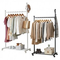 자작나무 행거 옷걸이 이동식 화이트 메탈블랙 옷걸이행거 스탠드 선반 걸이 2종 컬러