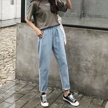 배기청바지 봄가을 여성 9부바지 2022 밴딩 하이웨이스트 날씬해 보이는 팬츠 캐쥬얼 3724324384