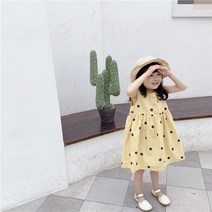 유니콘아동복 여아 민소매 땡땡이 원피스 여아복 도트 원피스 북유럽풍 원피스 어린이 주니어 원피스