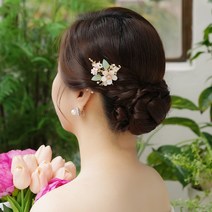 살롱드메리 컬러플라워 셀프 웨딩 헤어코사지 헤어핀 한복 혼주 뒤꽂이 올림머리장식