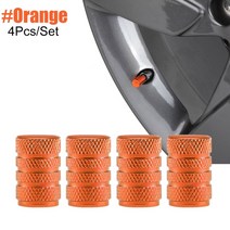 타이어부품 AUTCOAT 타이어 스템 밸브 캡 알루미늄 자동차 방진 휠 에어 세트 당 4 개, 09 C0639-Orange
