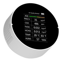 공기질 먼지 측정기 미세먼지 Tuya-AQI 온도 습도 측정기 다기능 대기질 검출기 PM2.5 TVOC CO2 HCHO WiFi CO2 미터, [04] W-No WiFi