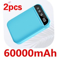 보조베터리 휴대용 충전식 배터리 팩 대용량 휴대 전화 외부, [01] blue-60000mah-2pcs