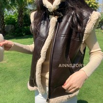 가죽조끼 가죽자켓 라이더자켓 레더자켓 에이인스토리 램스울 라이더PU가죽조끼코트여멀티민소매털나시탑