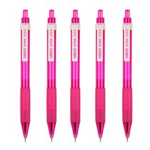 밀룩스 니들 0.7mm 검정심볼펜, 5개입, 분홍색