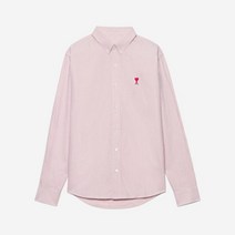 아미 스몰 하트 로고 스트라이프 버튼 다운 셔츠 페일 핑크 화이트 AMI de Coeur Striped ButtonDown Shirt Pale Pink White