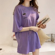 여성 우산 자수 포인트 깔끔 여름 편한 반팔 티셔츠 여자 스포츠 커스텀후드티 무지