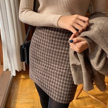 BLANC# 센트리 깅엄 체크 미니 모직 스커트