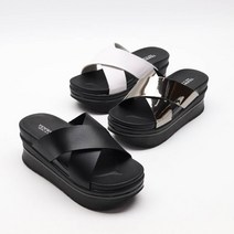 주호슈즈 텐우드 오디 통굽 7cm 쿠션 슬리퍼 여성 실내화 여름휴가 키높이 신발