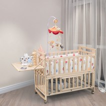 보니 클래식 아기침대 원목 유아 범퍼 모기장 기저귀갈이대, 러블리핑크