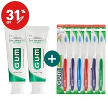 31%할인 GUM 검 교정 칫솔 V커팅 (124) 6개입 치약 2개 세트, 124칫솔 6개+GUM130G치약 2개, 6개