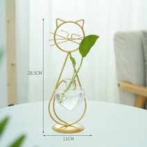 1+1 골드프레임 수경식물 비커 화분 유리 럭셔리 꽃병 장식품 인테리어, 16. 서있는 황금 새끼 고양이 수경법