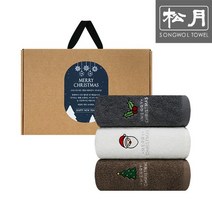 크리스마스 산타 자수 150g 호텔수건 3P 선물세트, 다크그레이3P, 상세설명 참조