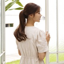 픽앤웨어 슬림 집게핀 포니테일 씨컬펌 묶음머리 부분 가발, 내츄럴블랙