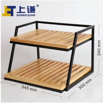 팬트리 선반 베이커리 빵 쿠키 진열대 2 3단 과자 식료품 매대 나무 트레이, 삼나무반본색+검은 철골 0.8판개