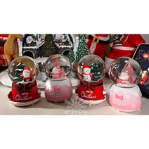 크리스마스 산타 눈사람 오르골 자동 스노우볼 LED 무드등 워터볼 캐롤 8곡, 레드/눈사람