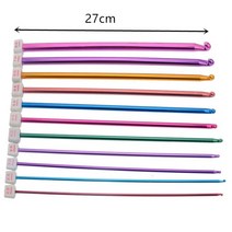 뜨개질코바늘 돗바늘 자이언트얀 11pcs 다색 알루미늄 튀니지 아프간 크로 셰 뜨개질, 여러 가지 빛깔의