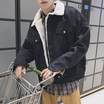 탄탄한 남자 데님자켓 흑청자켓 기모 겨울 카라 캐주얼 블랙