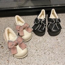 신블리 리본 방수 방한 털 사무실 키높이 실내화 슬리퍼