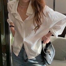 포인트 뒷리본 블라우스 셔츠