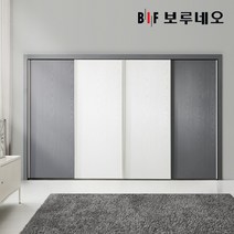 보루네오 샤크 슬라이딩 붙박이장 330cm, 오크화이트 330cm